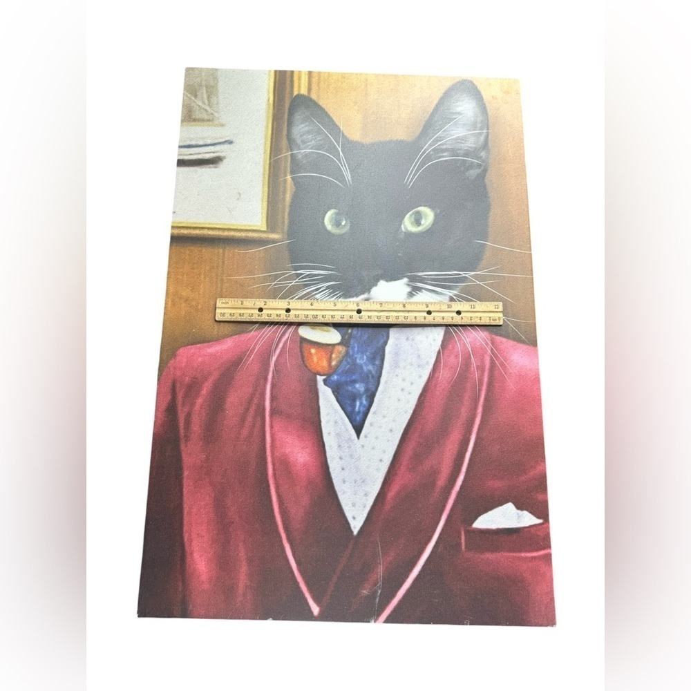Elegant Cat Portrait in Red Suit (Used - Good Condition) 🐈 - Picture 2 of 3